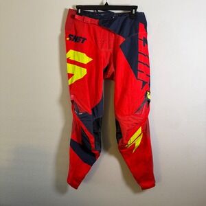 Shift MX Black Label Motocross Racing Pants Red Navy Neon Yellow Mens Size 32